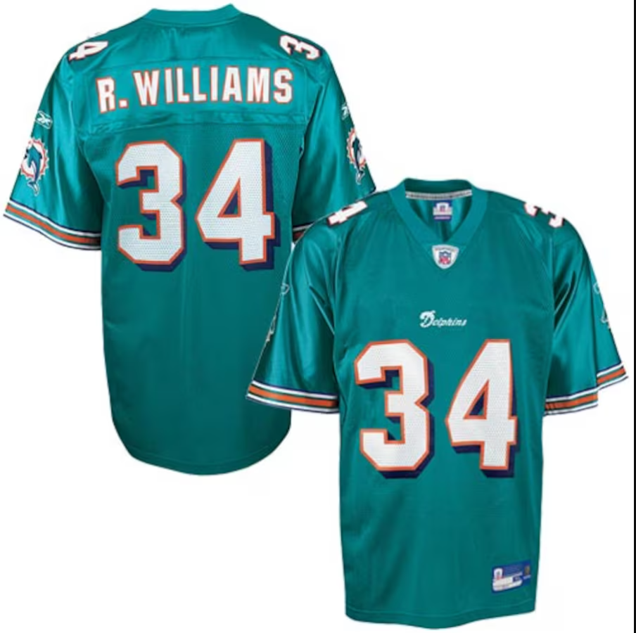 Men NFL  Miami Dolphins #34 Ricky Williams  green 2025 reebok Jersey